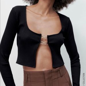 Zara Ribbed Cropped Cardigan